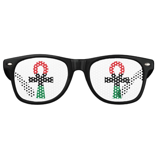 Rot, Schwarz und grüner Ankh Partybrille (Vorderseite)