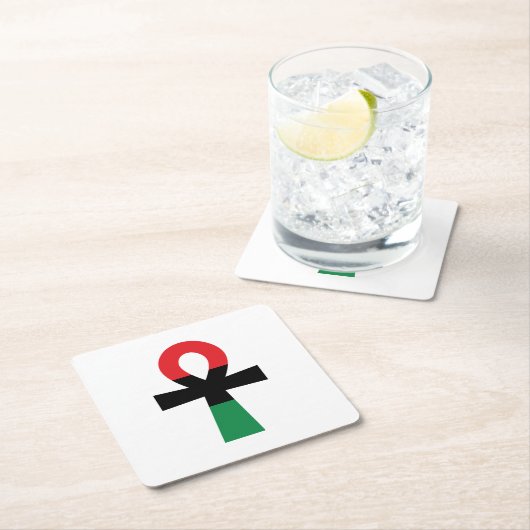 Rot, Schwarz und grüner Ankh Rechteckiger Pappuntersetzer (Vor Ort)