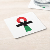 Rot, Schwarz und grüner Ankh Rechteckiger Pappuntersetzer (angewinkelt)