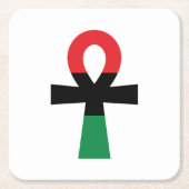 Rot, Schwarz und grüner Ankh Rechteckiger Pappuntersetzer (Vorderseite)