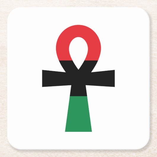 Rot, Schwarz und grüner Ankh Rechteckiger Pappuntersetzer (Vorderseite)