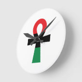 Rot, Schwarz und grüner Ankh Runde Wanduhr (Winkel)