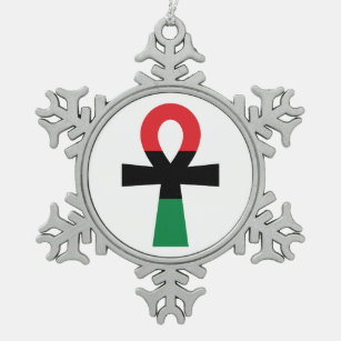 Rot, Schwarz und grüner Ankh Schneeflocken Zinn-Ornament
