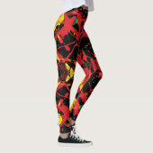 Rot, Schwarz und Phantastischer Spritzer Leggings (Rechts)