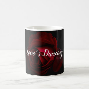 Rot, Schwarz und Rose, Blumendruck Kaffeetasse