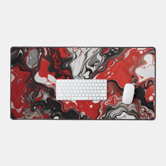 Rot, Schwarz und Silver Splendor Schreibtischunterlage (Tastatur & Maus)