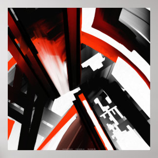 Rot Schwarz und Weiß Abstrakt Poster