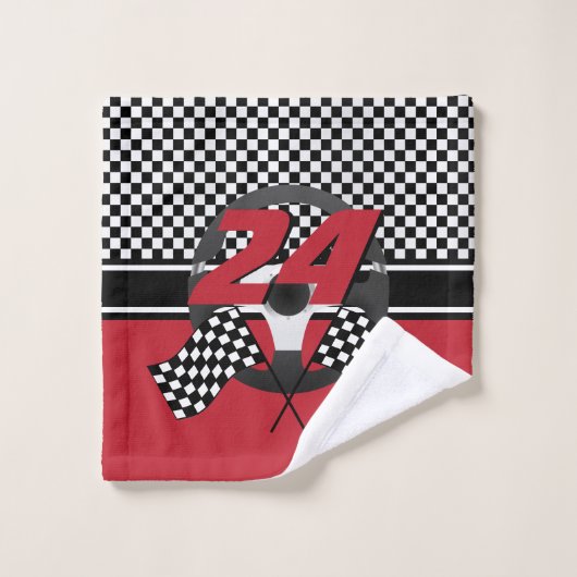 Rot, Schwarz und Weiß Badhandtuch Set (Waschlappen)