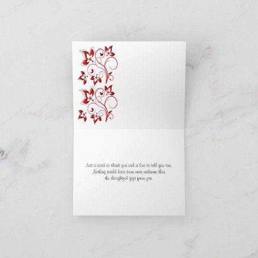 Rot, Schwarz und Weiß, Blüte Danke, Note Card Dankeskarte (Innenseite)