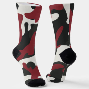 Rot, Schwarz und Weiß-Camouflage-Stil Socken