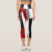 Rot Schwarz und Weiß Capri Leggings (Rückseite)