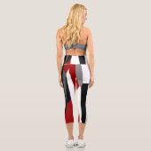 Rot Schwarz und Weiß Capri Leggings (Rückseite)