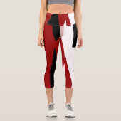 Rot Schwarz und Weiß Capri Leggings (Vorderseite)