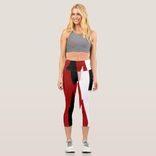 Rot Schwarz und Weiß Capri Leggings