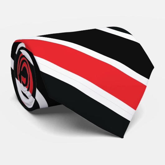 Rot, schwarz und weiß, doppelgestreift krawatte (Gerollt)