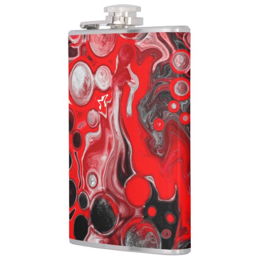 Rot, Schwarz und Weiß-Flüssig-Kunstmarmor Flachmann (Links)