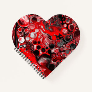 Rot, Schwarz und Weiß-Flüssig-Kunstmarmor Notizblock