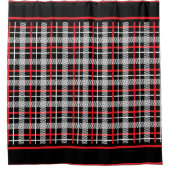 Rot, Schwarz und Weiß Kariert Duschvorhang (Vorderseite)
