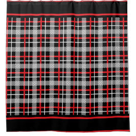 Rot, Schwarz und Weiß Kariert Duschvorhang