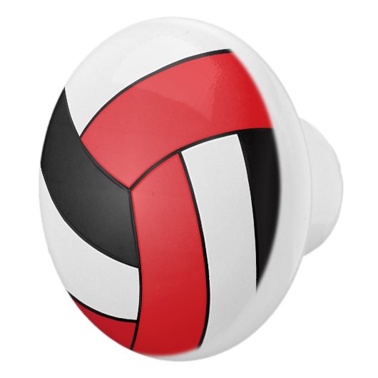 Rot, Schwarz und Weiß Keramikknauf (Rechts)