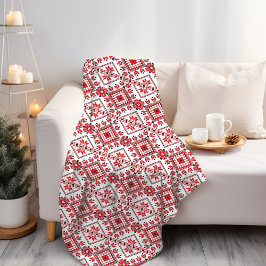 Rot Schwarz und Weiß Klassik Messe Isle Motif Fleecedecke