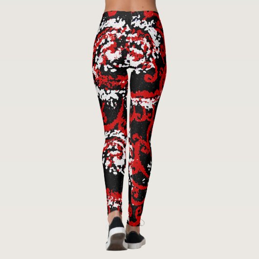 Rot, Schwarz und Weiß Leggings (Rückseite)