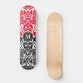 Rot, Schwarz und Weiß Mandala - Monogramm Skateboard (Vorderseite)