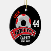 Rot, Schwarz und Weiß personalisieren Fußball ⚽ Keramik Ornament (Rechts)