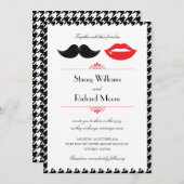 Rot, Schwarz und Weiß - Schnurrbart und Lippen Hah Einladung (Vorne/Hinten)