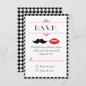 Rot, Schwarz und Weiß - Schnurrbart und Lippen Hah RSVP Karte (Vorne/Hinten)