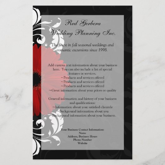 Rot, Schwarz und Weiß Scroll Gerbera Daisy Flyer (Vorne)