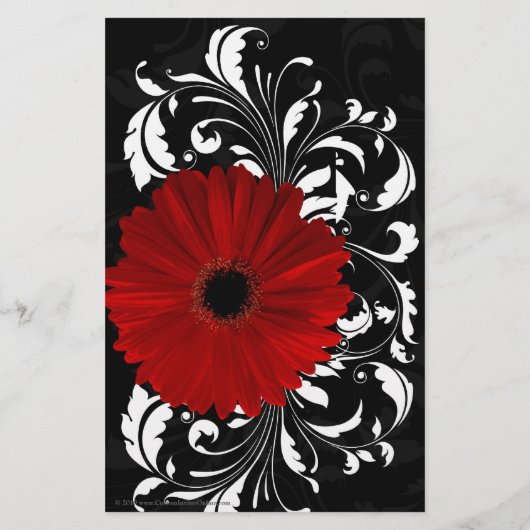 Rot, Schwarz und Weiß Scroll Gerbera Daisy Flyer (Hinten)