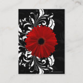 Rot, Schwarz und Weiß Scroll Gerbera Daisy Platzkarte (Rückseite)
