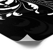 Rot, Schwarz und Weiß Scroll Gerbera Daisy Poster (Ecke)