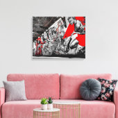 Rot, Schwarz und Weiß Straße Kunst, Dichtung und M Leinwanddruck (Insitu (Wohnzimmer))
