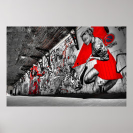 Rot, Schwarz und Weiß Street Art Graffiti Poster