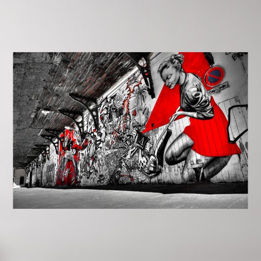Rot, Schwarz und Weiß Street Art Graffiti Poster (Vorne)