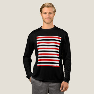 Rot Schwarz und Weiß Streifen Design Tri-Blend Shirt
