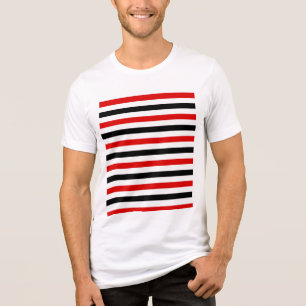 Rot Schwarz und Weiß Streifen Design Tri-Blend Shirt