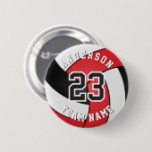 Rot, Schwarz und Weiß-Volleyball-🏐 Button (Vorne & Hinten)