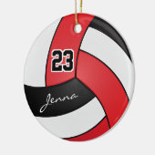 Rot, Schwarz und Weiß 🏐 Volleyball Keramik Ornament (Links)