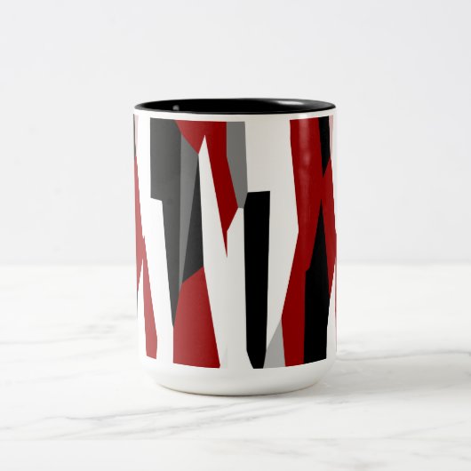 Rot Schwarz und Weiß Zweifarbige Tasse (Mittel)