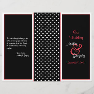 Rot-, Schwarz- und Weißpolka-Dot-Hochzeitsprogramm