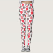 Rot-Schwarz-Valentin-Herz-Muster Leggings (Vorderseite)