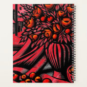 Rot-Schwarz-Vase mit lebhaften Blume Planer (Rückseite)