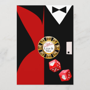 Rot Schwarz Vegas Silvester Hochzeitsfeier Einladung