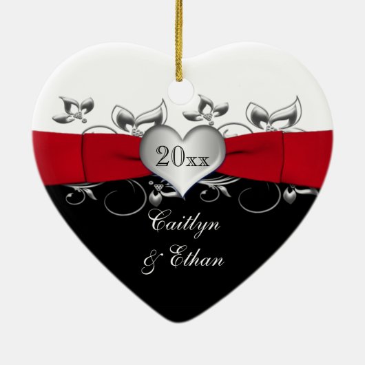 Rot, schwarz, versilbern Sie unsere erste Keramikornament (Hinten)