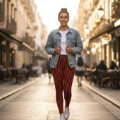 Rot & Schwarz vertikal gestreift Leggings
