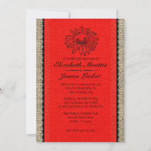 Rot & Schwarz Vintage-Spitzen-Hochzeitseinladungen Einladung