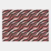Rot / Schwarz / Weiß Abstrakte Linien Geschenkpapier Set (Vorderseite)